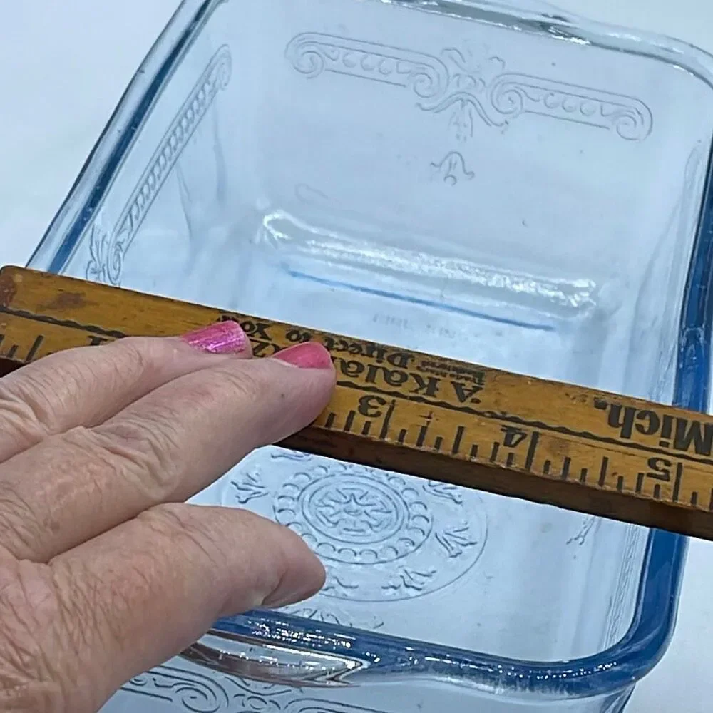 Vintage Fire King Philbe glass loaf pan Sapphire Blue. 1940’s lots of air bubble